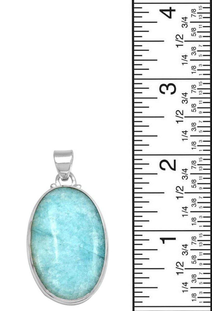 Amazonite 2" Long 925 Solid Sterling Silver Pendant With 18" Chain - YoTreasure