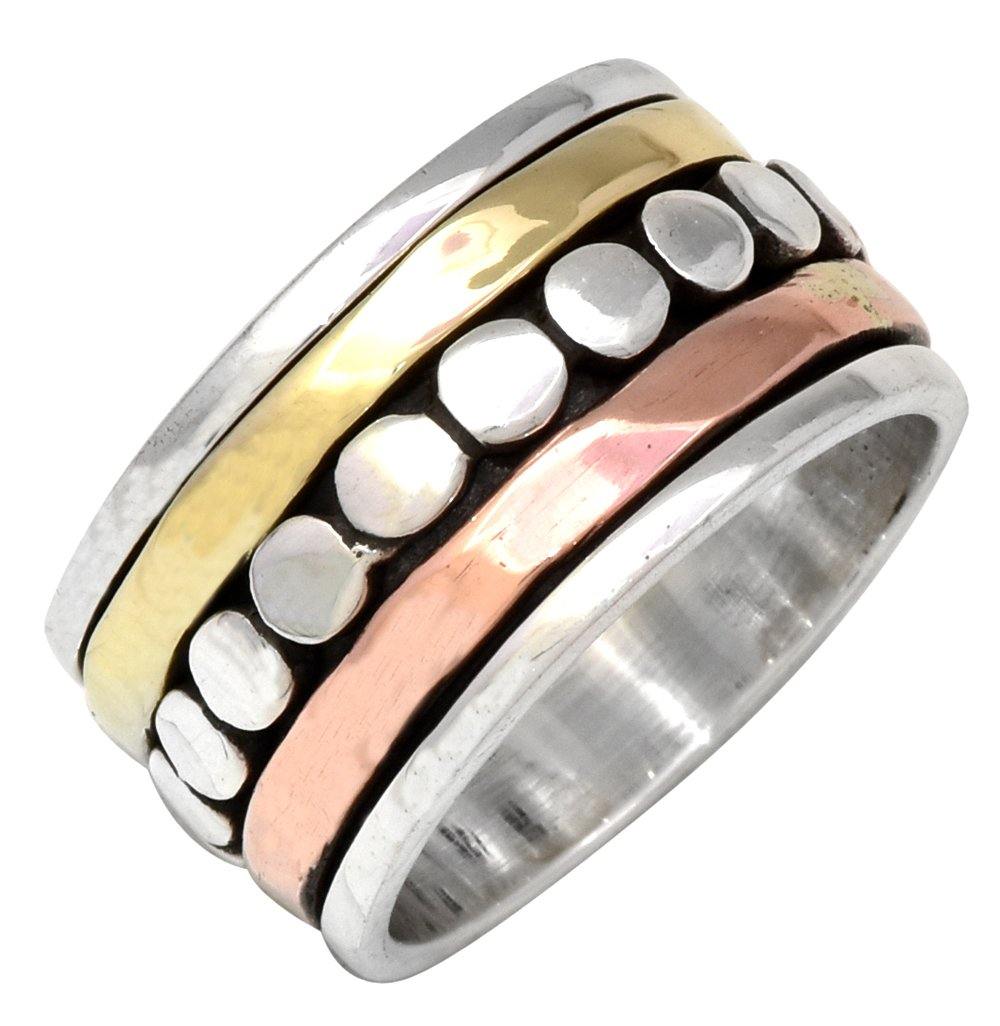 925 Sterling Silver Brass Copper Band Ring Silver Jewelry - YoTreasure