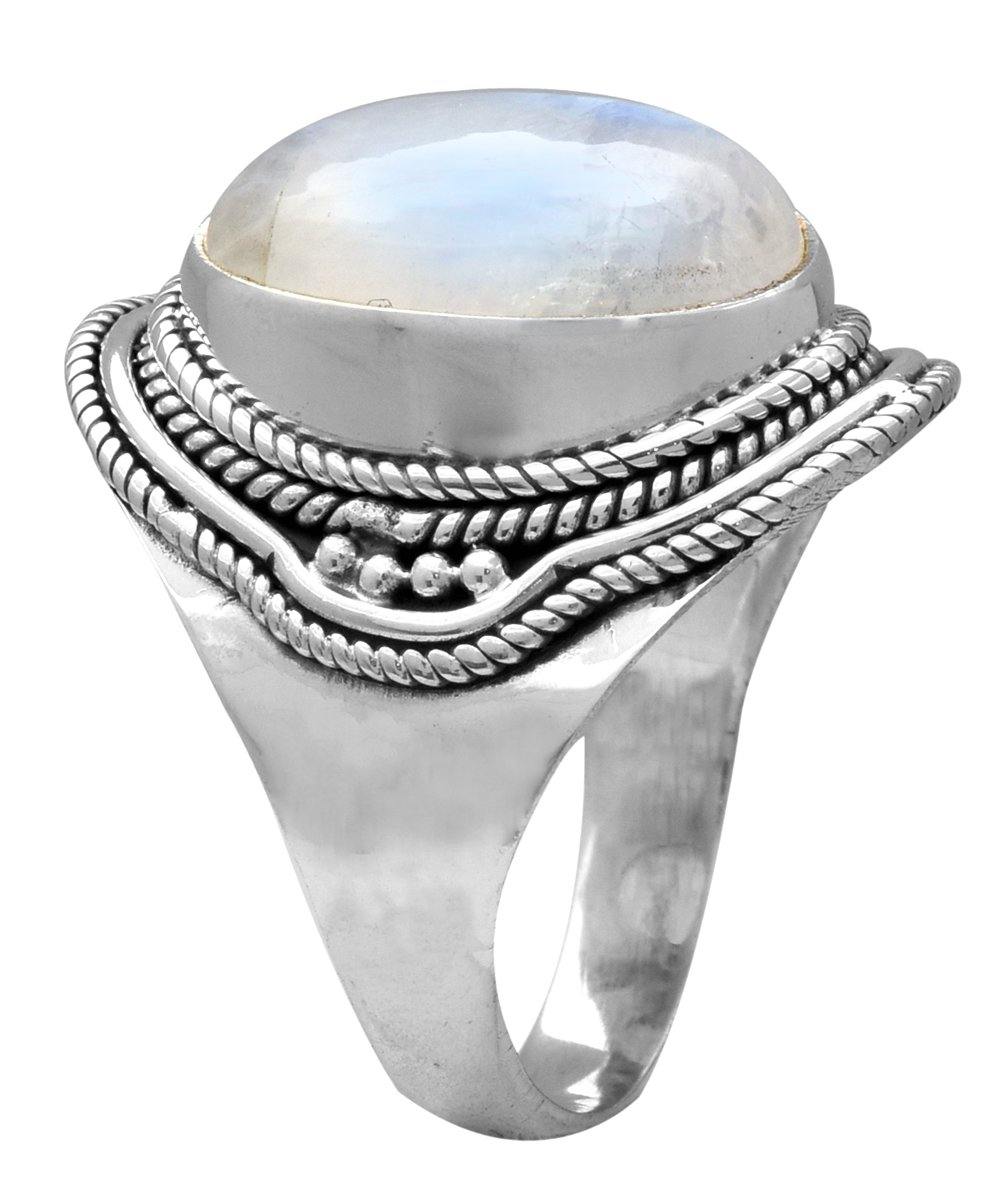 Rainbow Moonstone Solid 925 Sterling Silver Gemstone Ring - YoTreasure