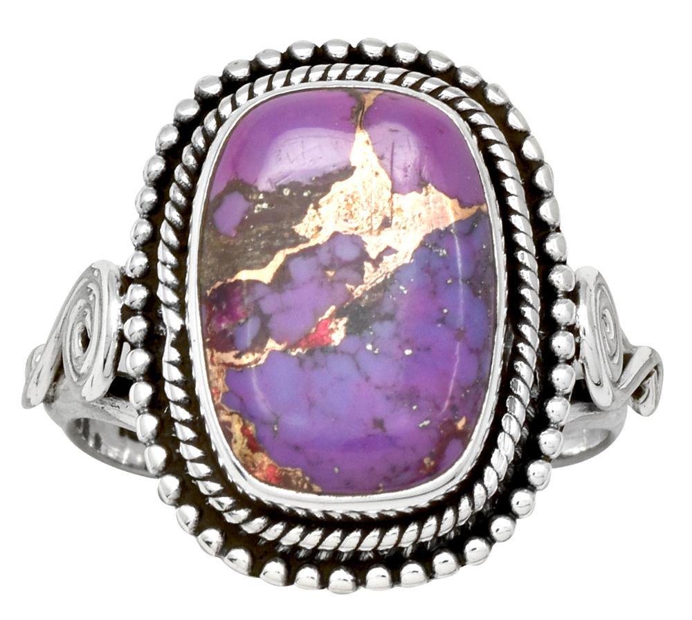 Purple Copper Turquoise 925 Sterling Silver Ring - YoTreasure