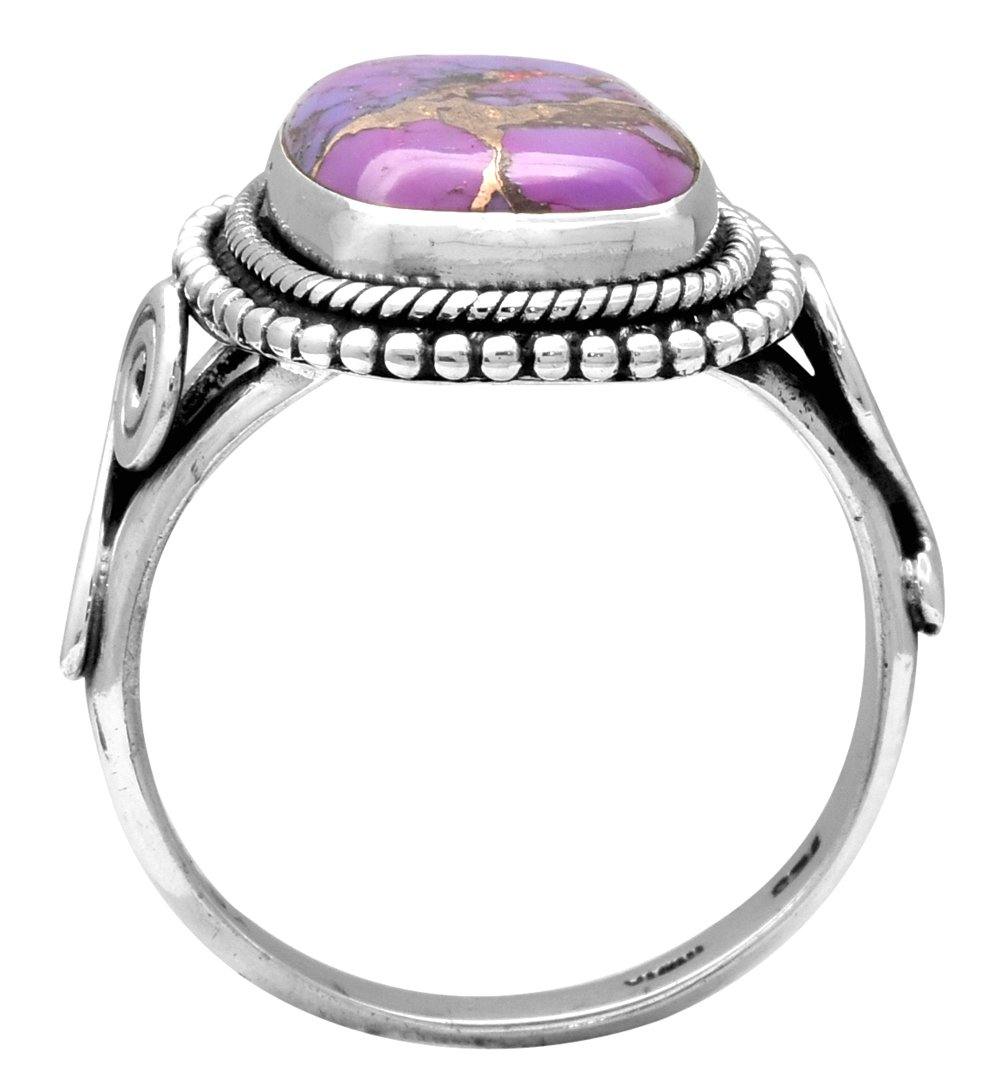 Purple Copper Turquoise 925 Sterling Silver Ring - YoTreasure