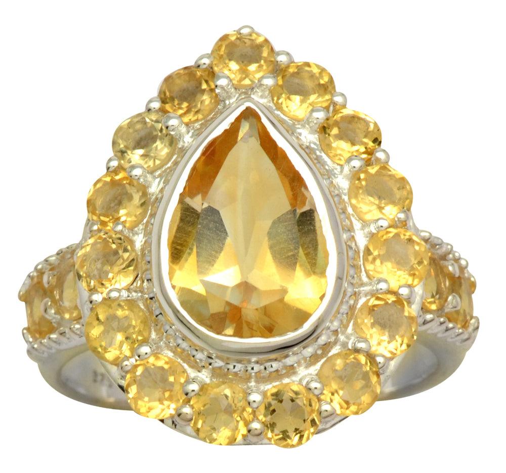 Natural Citrine Solid 925 Sterling Silver Ring Jewelry - YoTreasure