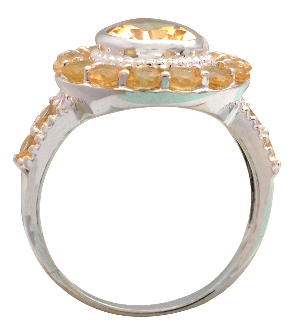 Natural Citrine Solid 925 Sterling Silver Ring Jewelry - YoTreasure