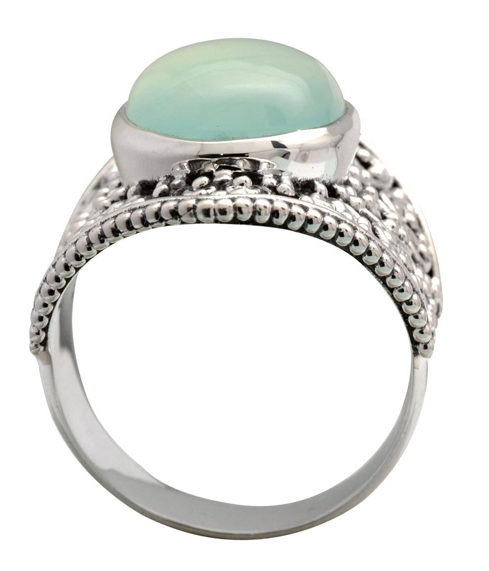 Aqua Chalcedony Solid 925 Sterling Silver Ring Jewelry - YoTreasure