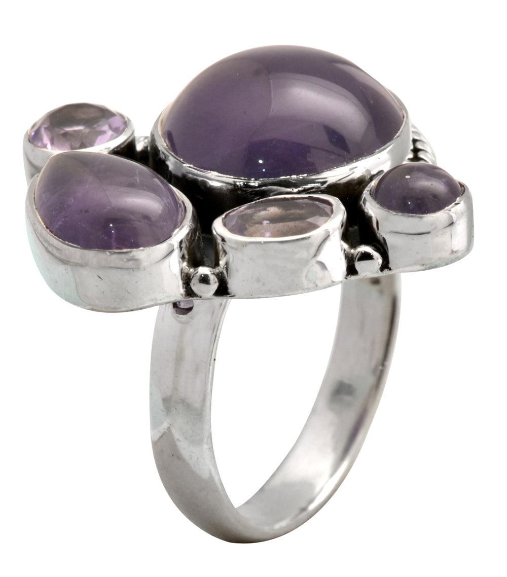 Natural Amethyst Solid 925 Sterling Silver Ring Jewelry - YoTreasure