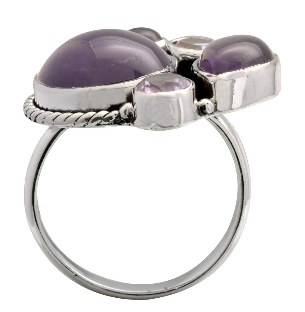 Natural Amethyst Solid 925 Sterling Silver Ring Jewelry - YoTreasure