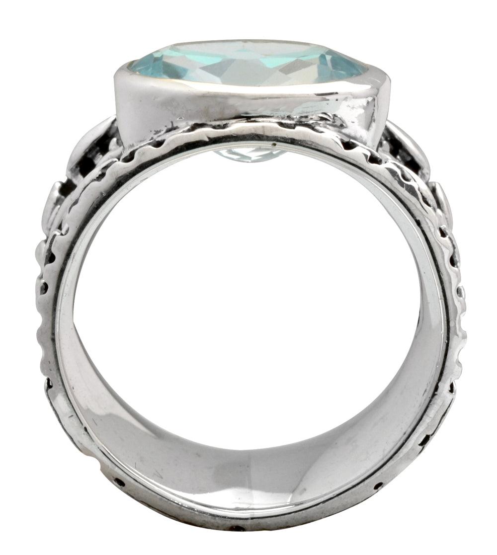 Natural Blue Topaz Solid 925 Sterling Silver Ring Jewelry - YoTreasure