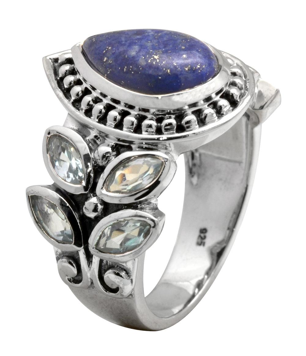 Lapis Blue Topaz Solid 925 Sterling Silver Gemstone Ring - YoTreasure