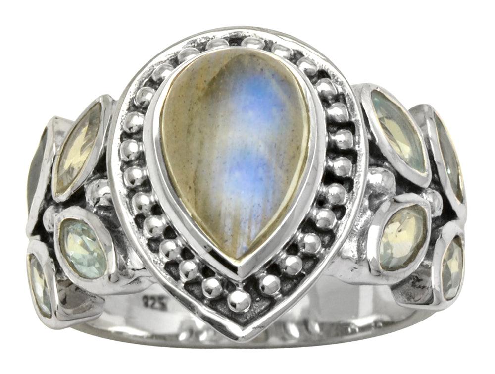 Labradorite Blue Topaz Solid 925 Sterling Silver Gemstone Ring - YoTreasure