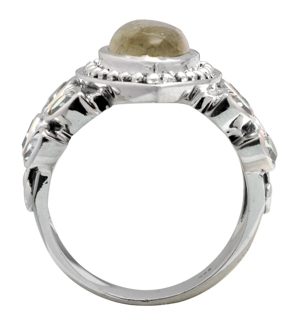 Labradorite Blue Topaz Solid 925 Sterling Silver Gemstone Ring - YoTreasure