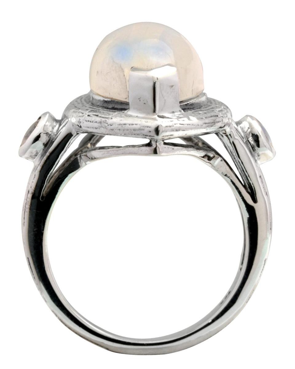 Rainbow Moonstone Solid 925 Sterling Silver Ring Jewelry - YoTreasure