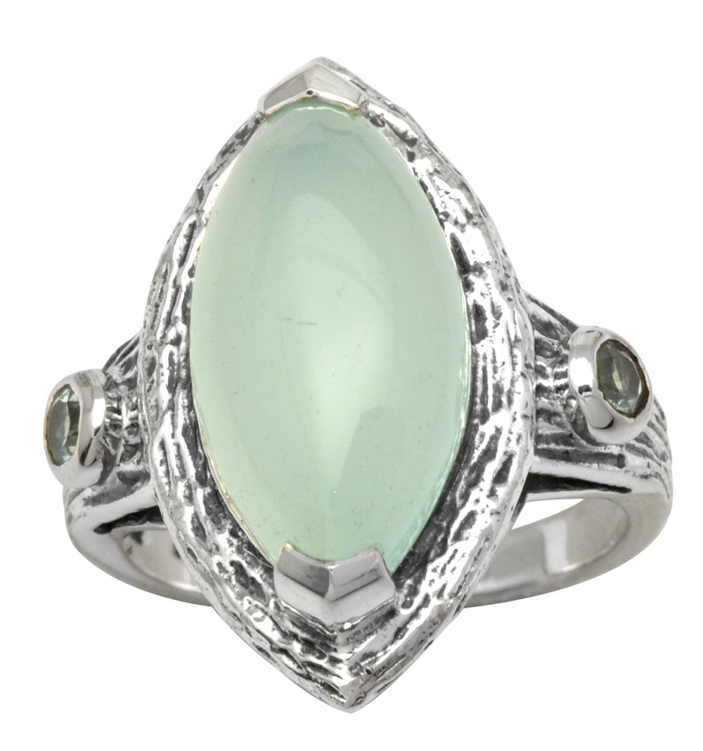 Aqua Chalcedony Blue Topaz Solid 925 Sterling Silver Gemstone Ring - YoTreasure