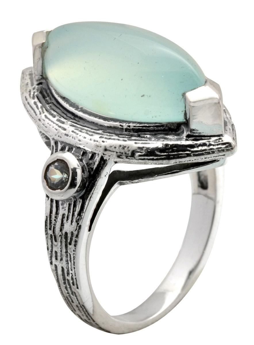 Aqua Chalcedony Blue Topaz Solid 925 Sterling Silver Gemstone Ring - YoTreasure