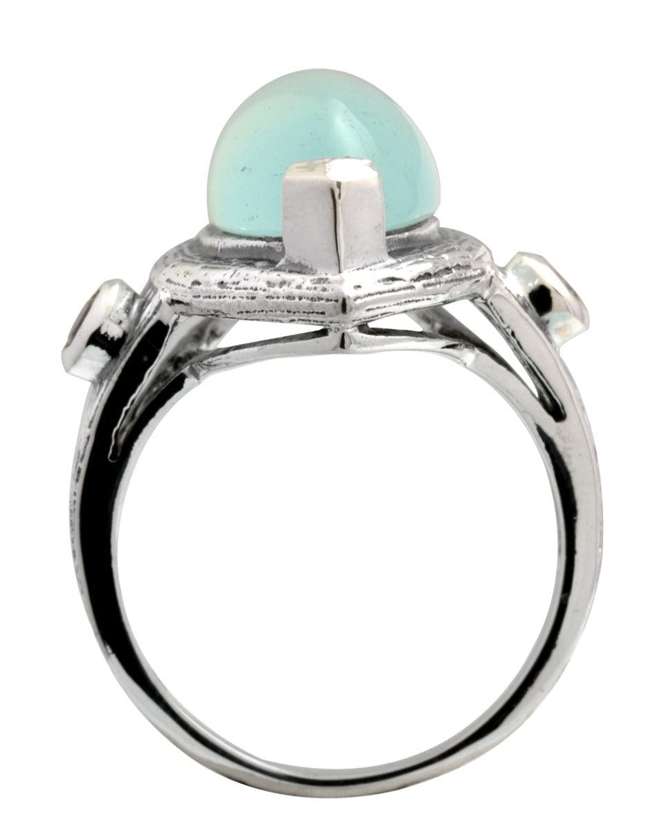 Aqua Chalcedony Blue Topaz Solid 925 Sterling Silver Gemstone Ring - YoTreasure