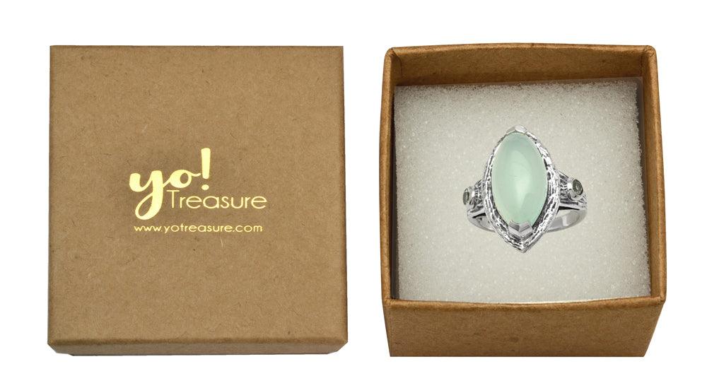 Aqua Chalcedony Blue Topaz Solid 925 Sterling Silver Gemstone Ring - YoTreasure