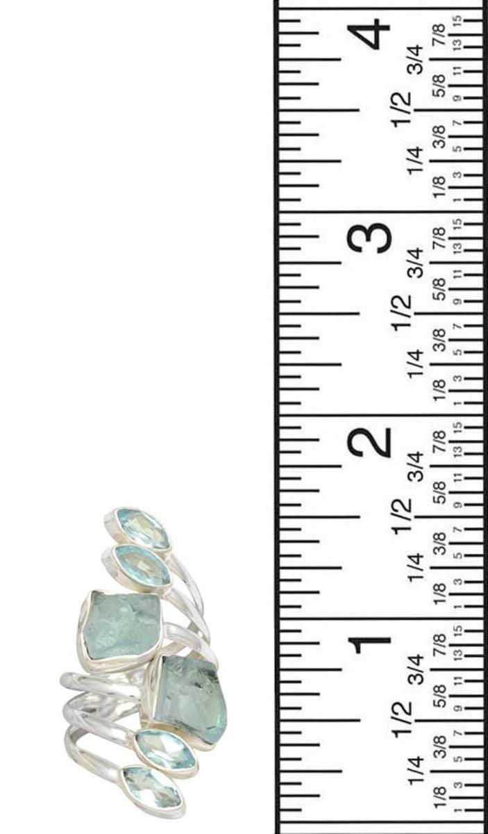 Raw Blue Topaz Solid 925 Sterling Silver Bypass Ring Jewelry - YoTreasure