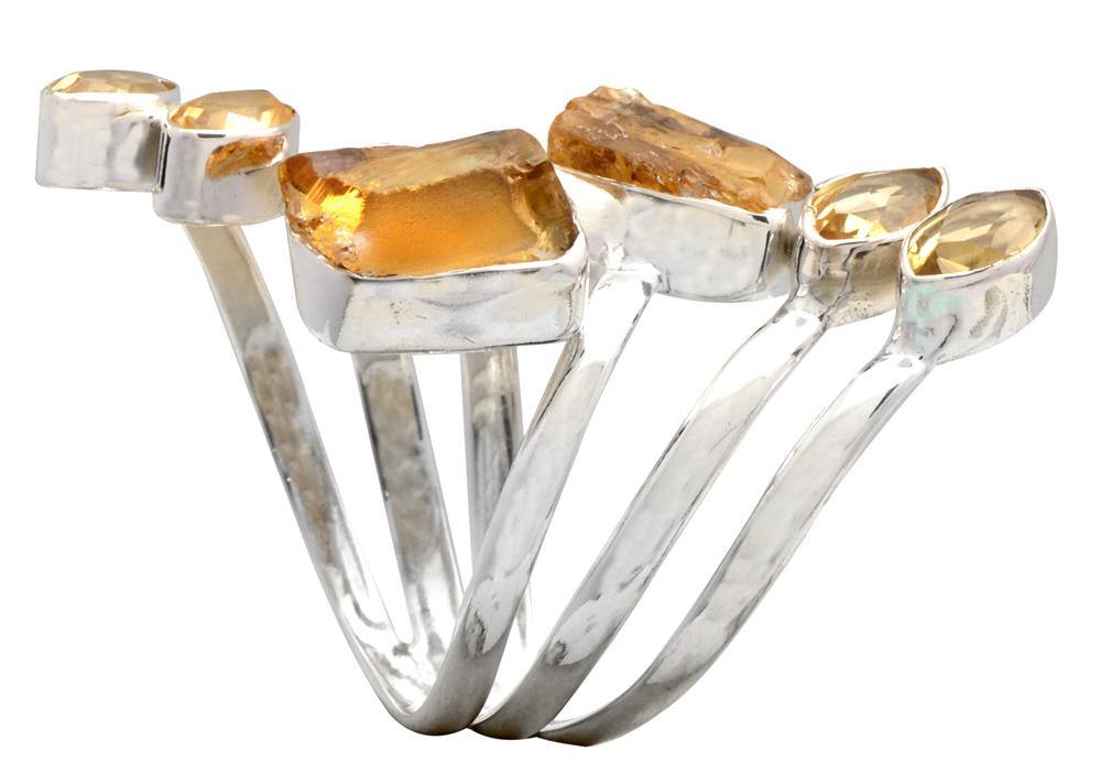 Rough Citrine Solid 925 Sterling Silver Gemstone Ring - YoTreasure