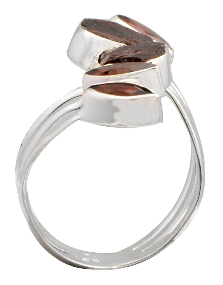 Rough Garnet Solid 925 Sterling Silver Bypass Ring Jewelry - YoTreasure