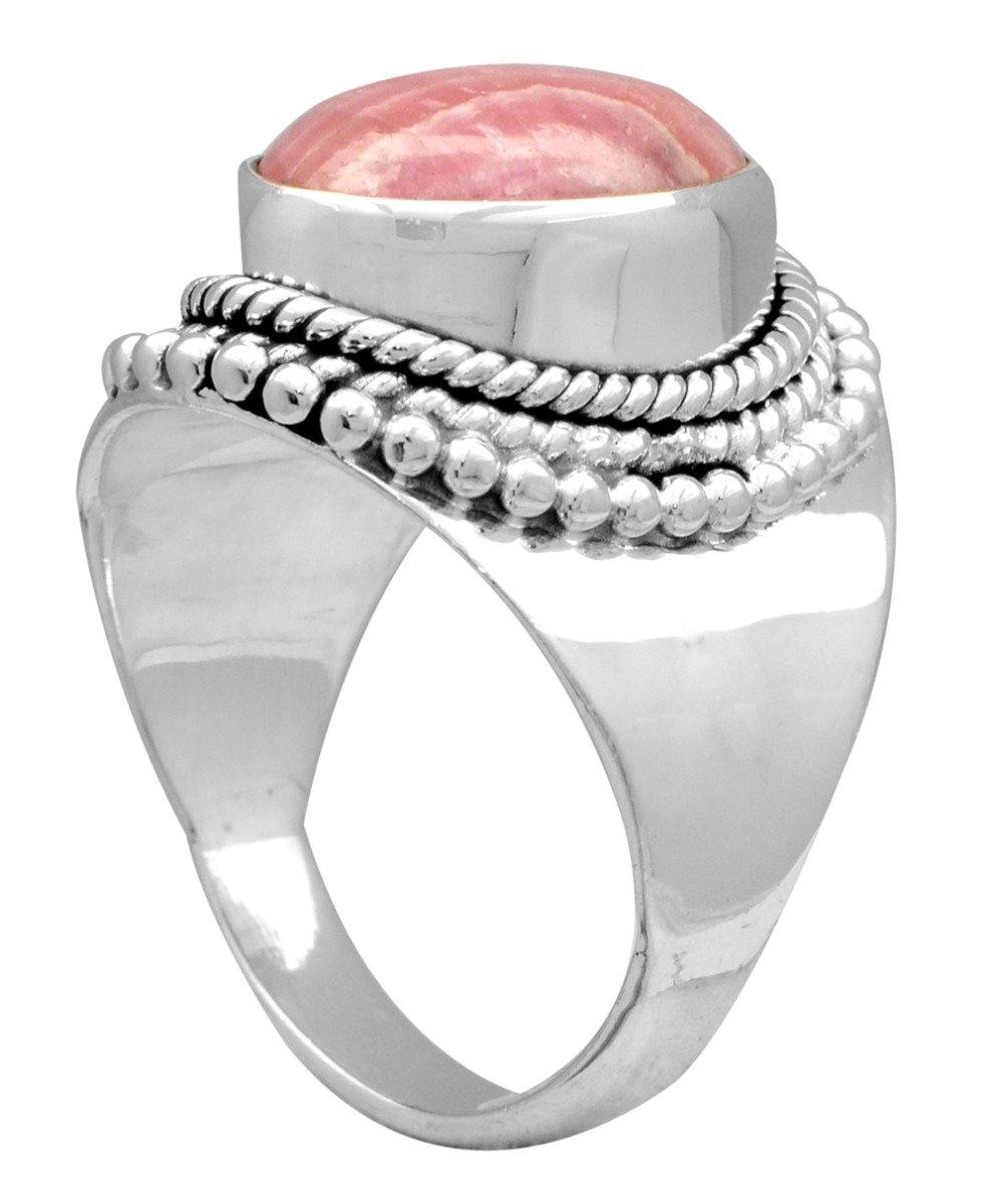 Rhodochrosite 925 Sterling Silver Rings Silver Jewelry - YoTreasure