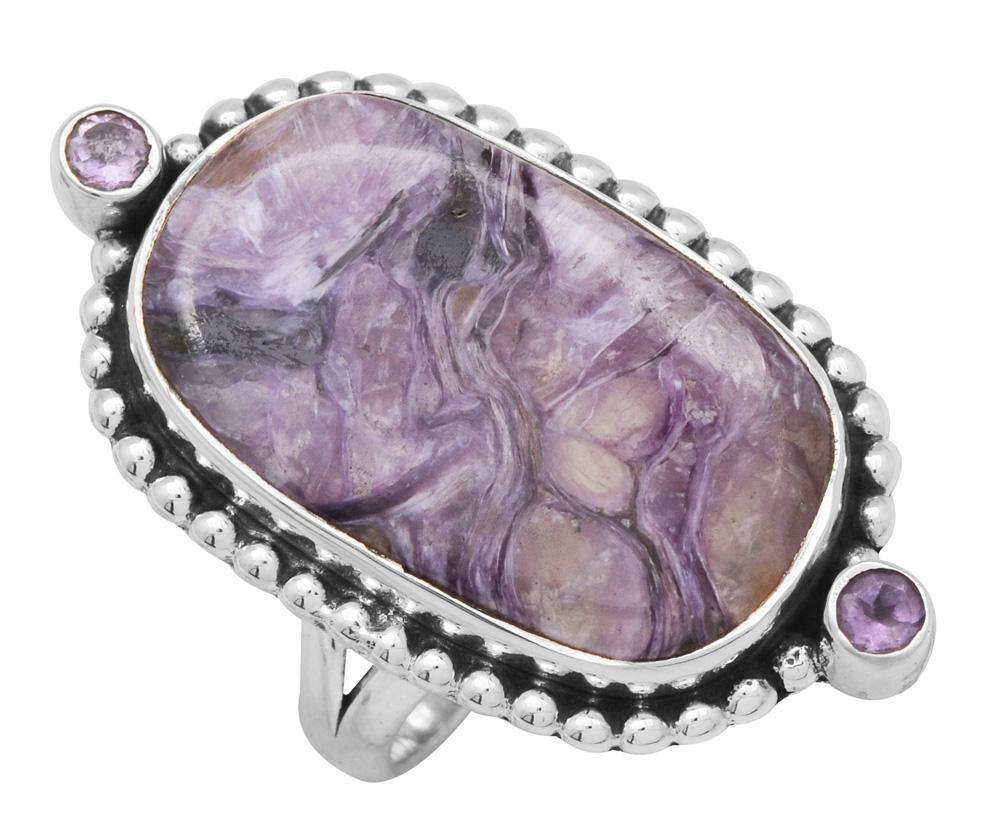Chaorite Amethyst Gemstone Ring 925 Sterling Silver Jewelry - YoTreasure
