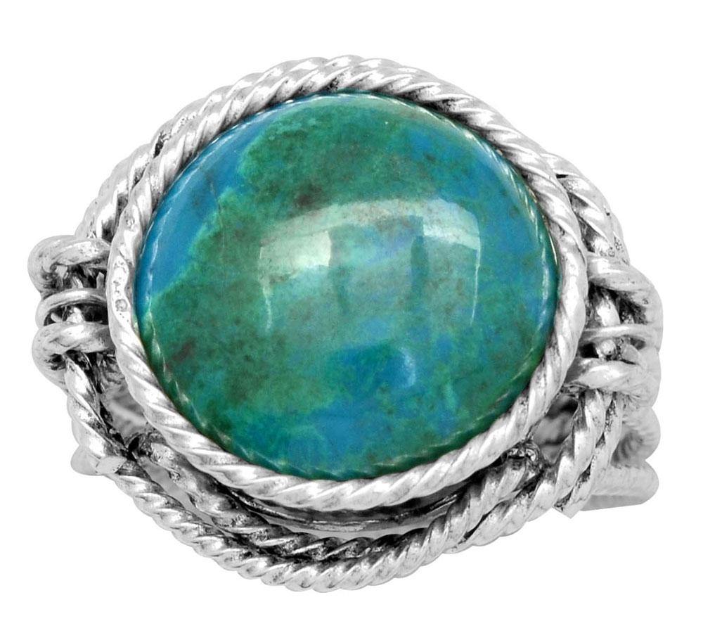 Natural Chrysocolla Ring 925 Sterling Silver Jewelry - YoTreasure
