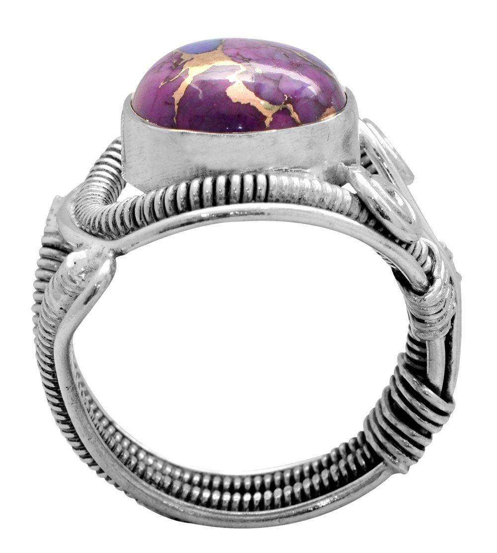Purple Copper Turquoise Solid 925 Sterling Silver Ring Jewelry - YoTreasure