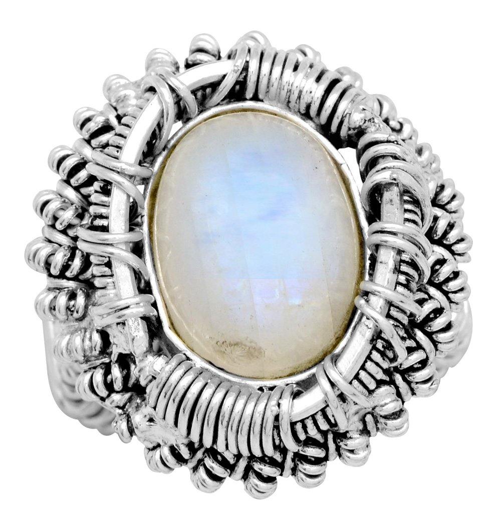 Rainbow Moonstone Solid 925 Sterling Silver Designer Ring Jewelry - YoTreasure