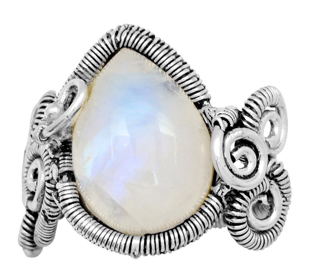 Rainbow Moonstone 925 Sterling Silver Rings Silver Jewelry - YoTreasure