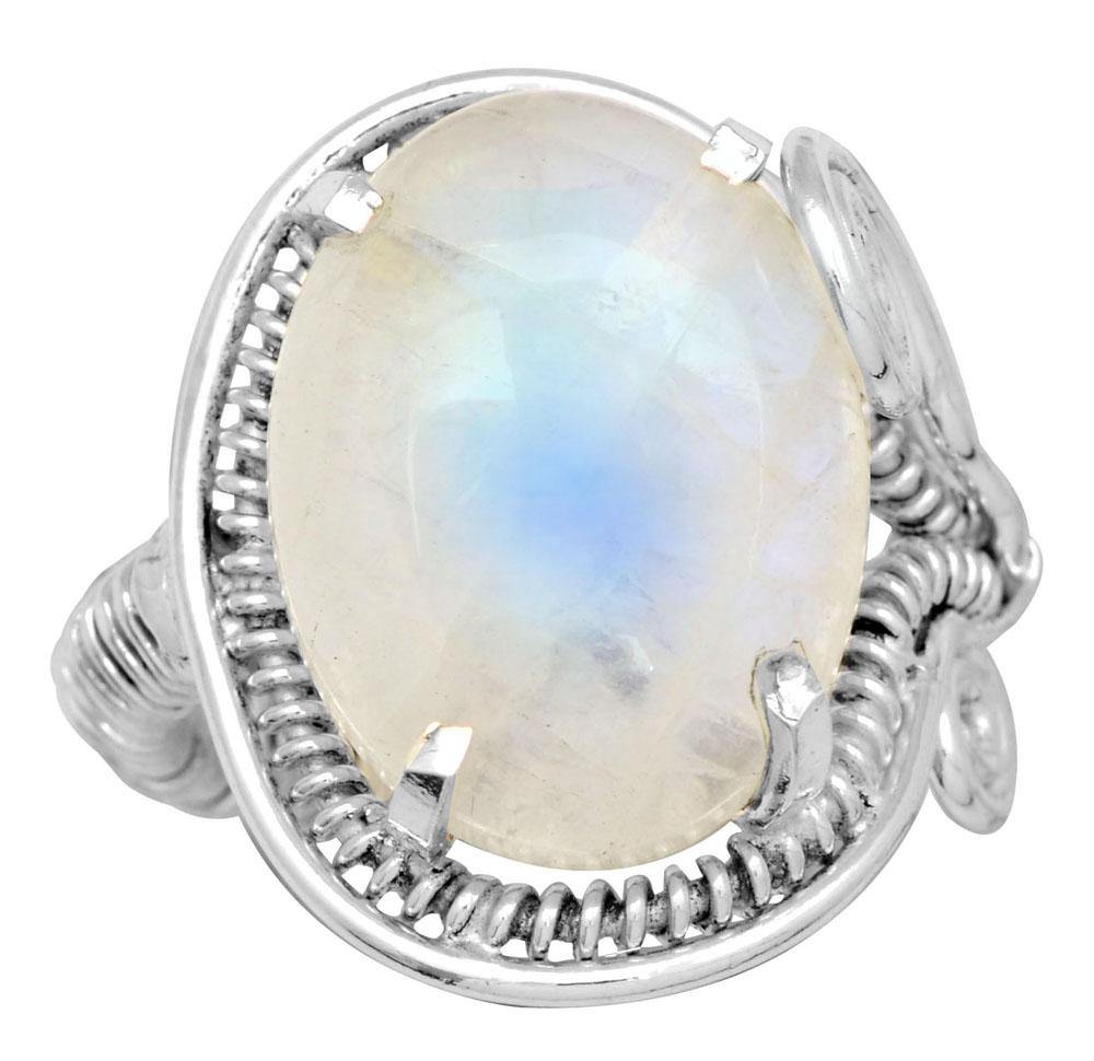 Rainbow Moonstone 925 Sterling Silver Rings Silver Jewelry - YoTreasure