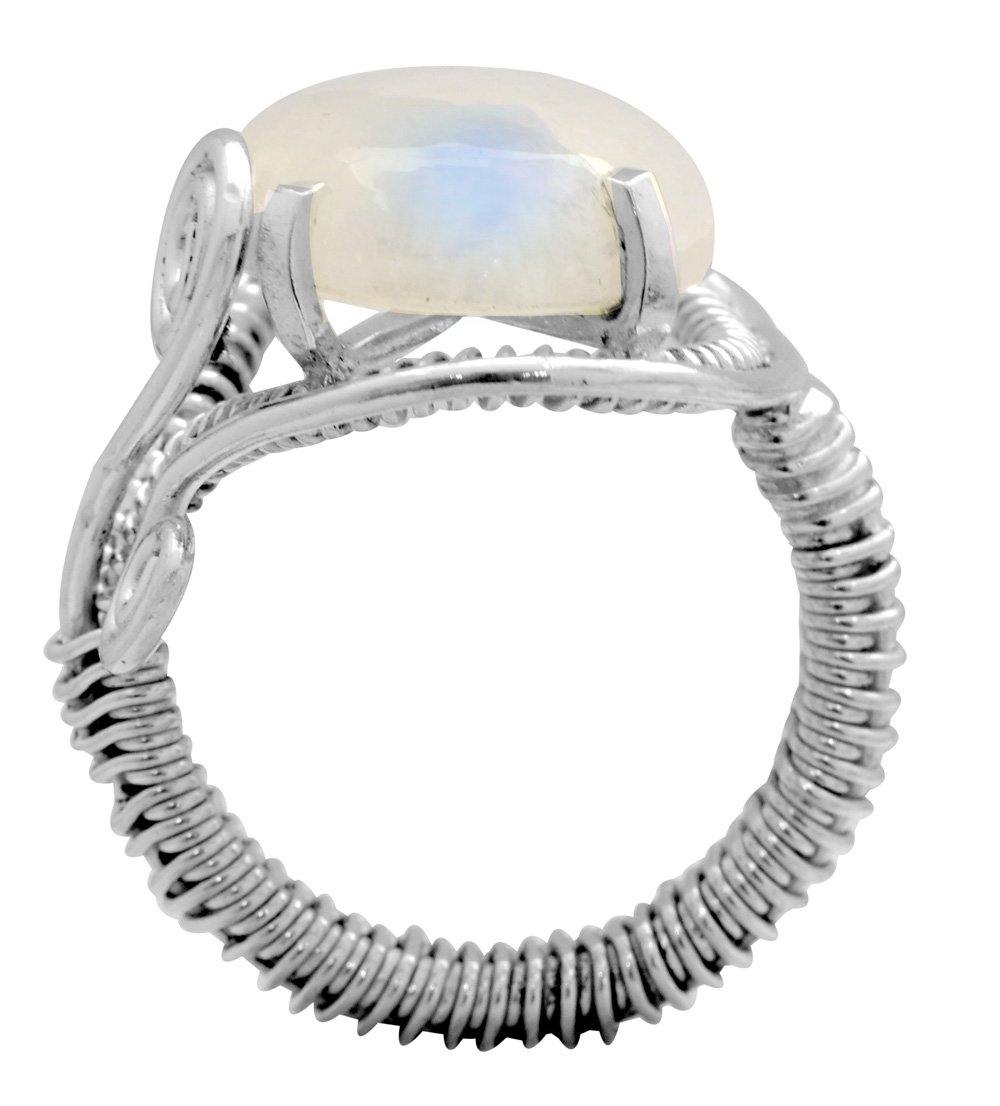 Rainbow Moonstone 925 Sterling Silver Rings Silver Jewelry - YoTreasure