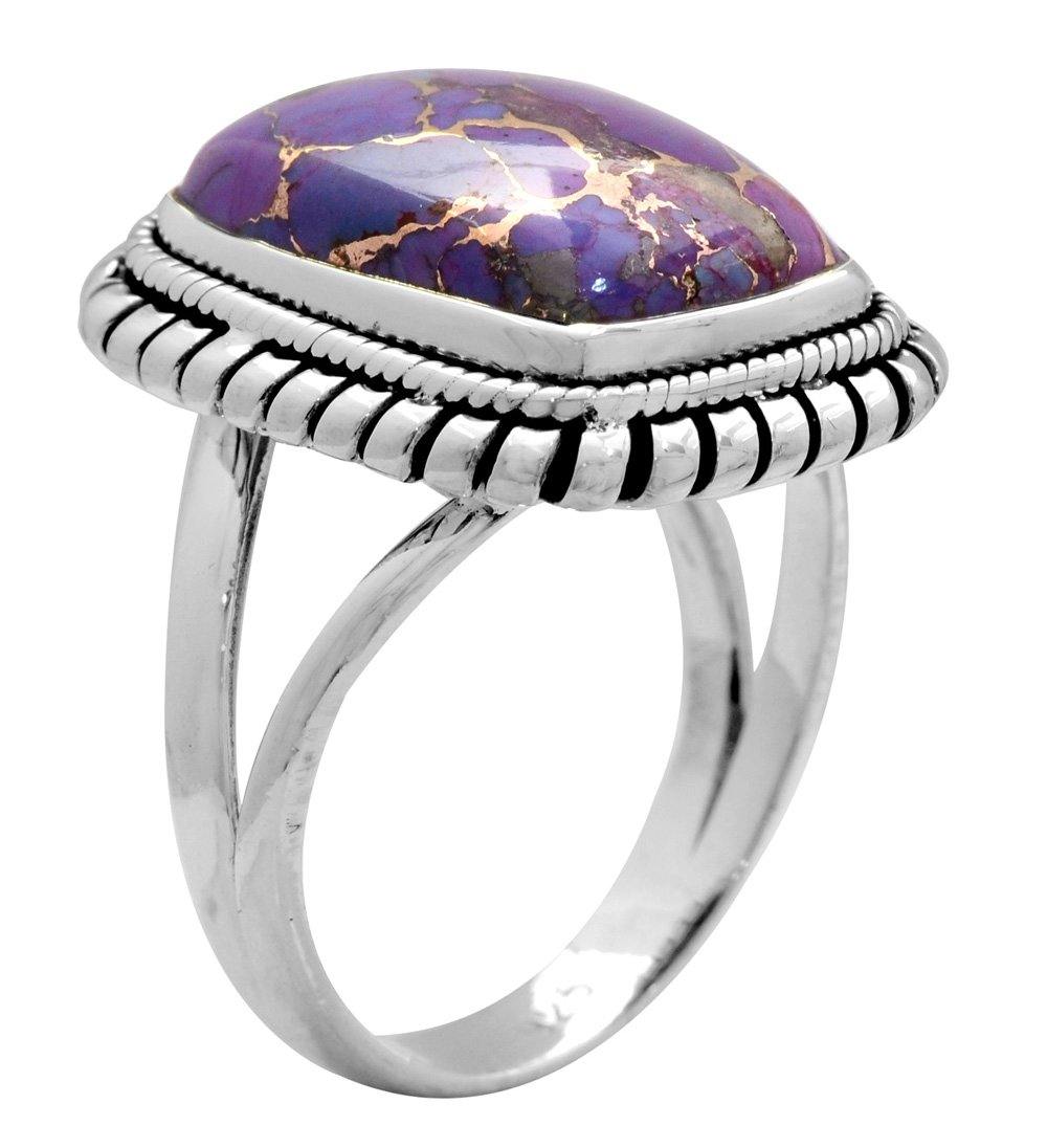 Purple Copper Turquoise 925 Sterling Silver Rings Silver Jewelry - YoTreasure