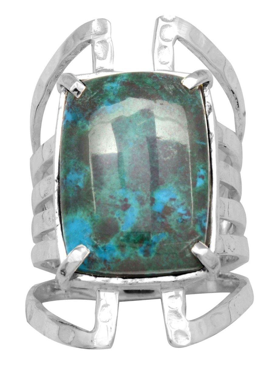 Natural Chrysocolla 925 Sterling Silver Rings Silver Jewelry - YoTreasure