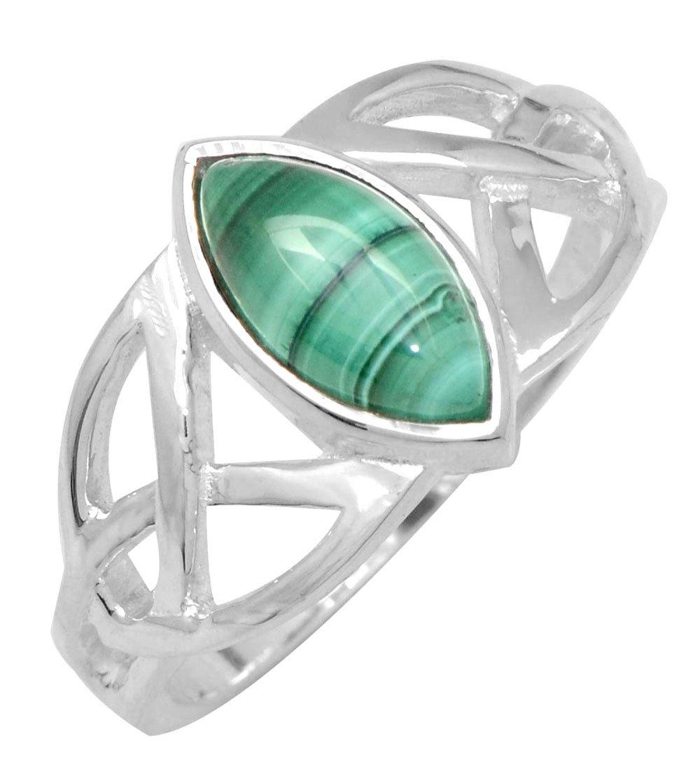 Natural Malachite 925 Sterling Silver Rings Silver Jewelry - YoTreasure