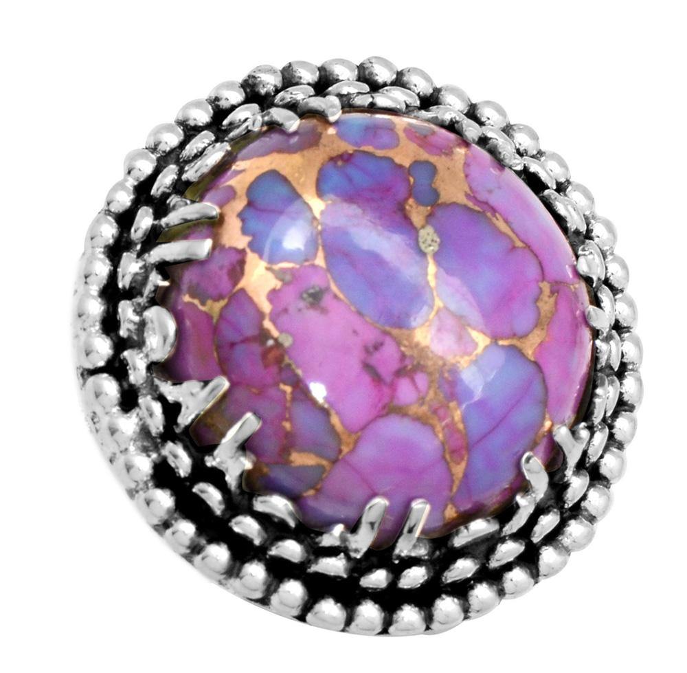 Purple Copper Turquoise 925 Sterling Silver Rings Silver Jewelry - YoTreasure