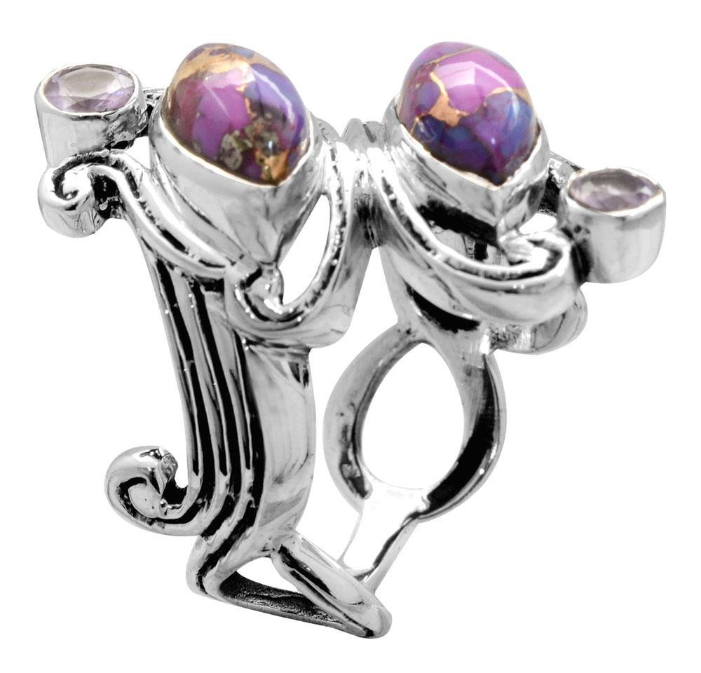 Purple Copper Turquoise Amethyst 925 Sterling Silver Rings Silver Jewelry - YoTreasure