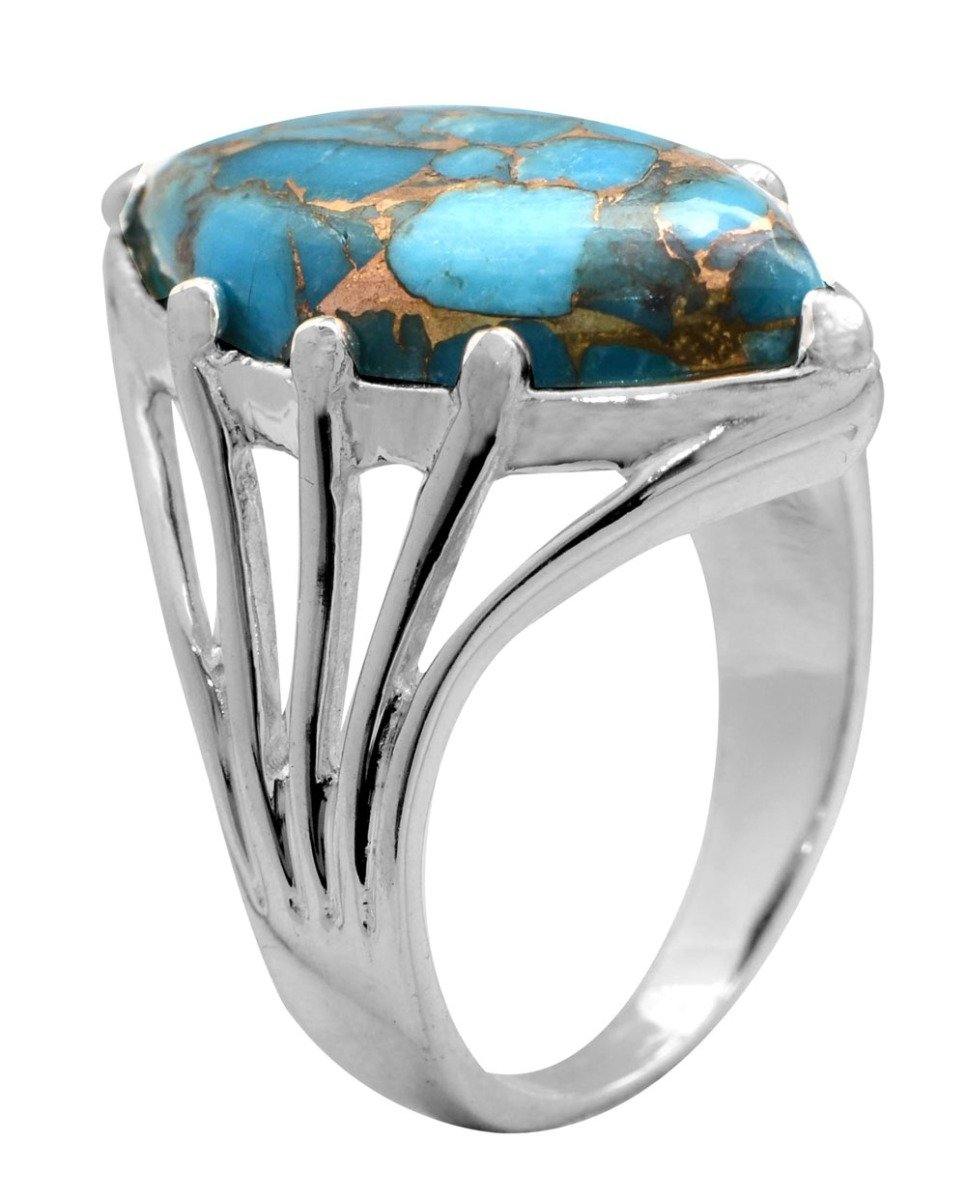 Blue Copper Turquoise 925 Sterling Silver Rings Silver Jewelry - YoTreasure