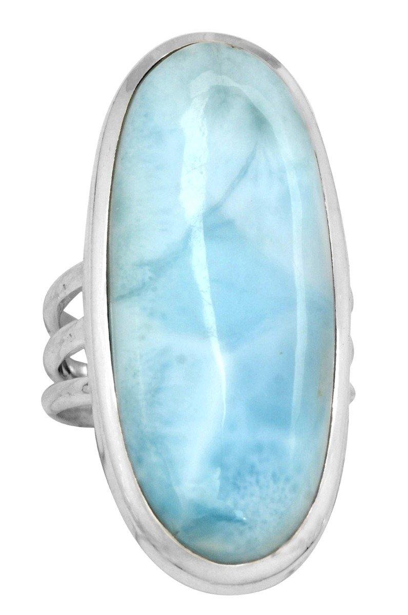Natural Larimar Ring 925 Sterling Silver Gemstone Jewelry - YoTreasure