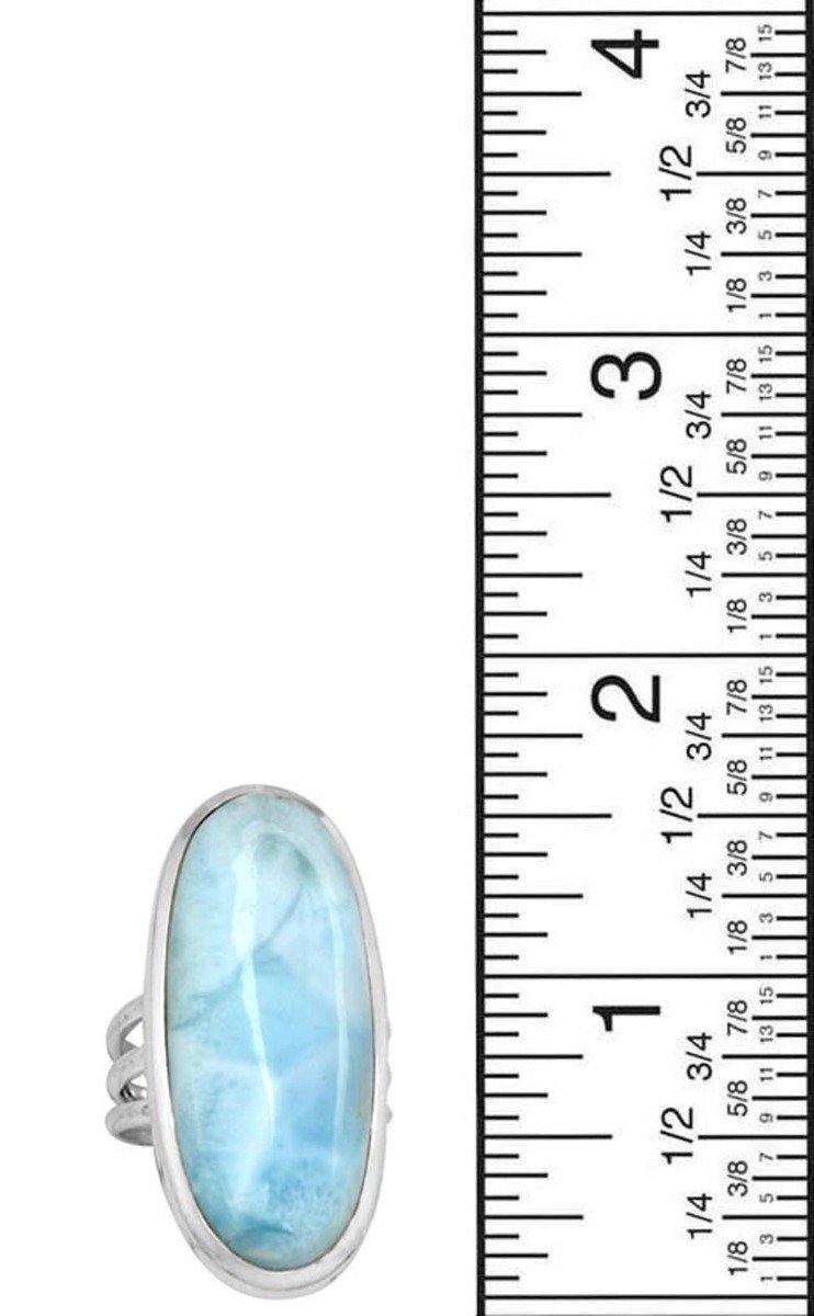 Natural Larimar Ring 925 Sterling Silver Gemstone Jewelry - YoTreasure
