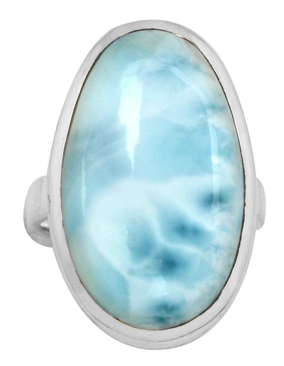 Natural Larimar 925 Sterling Silver Rings Silver Jewelry - YoTreasure