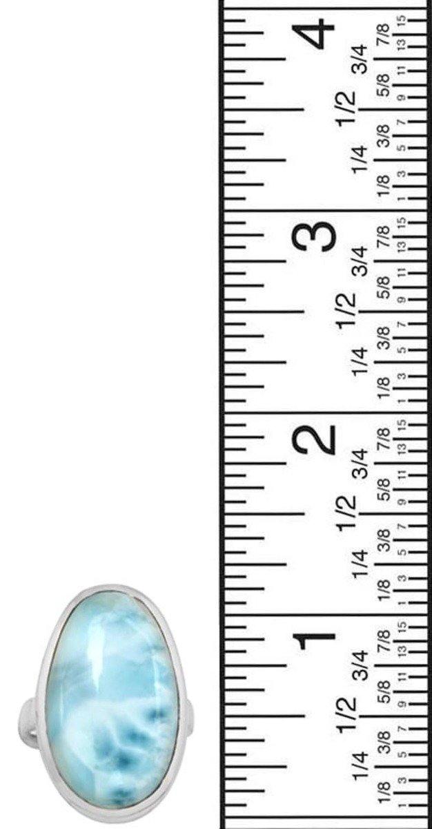 Natural Larimar 925 Sterling Silver Rings Silver Jewelry - YoTreasure