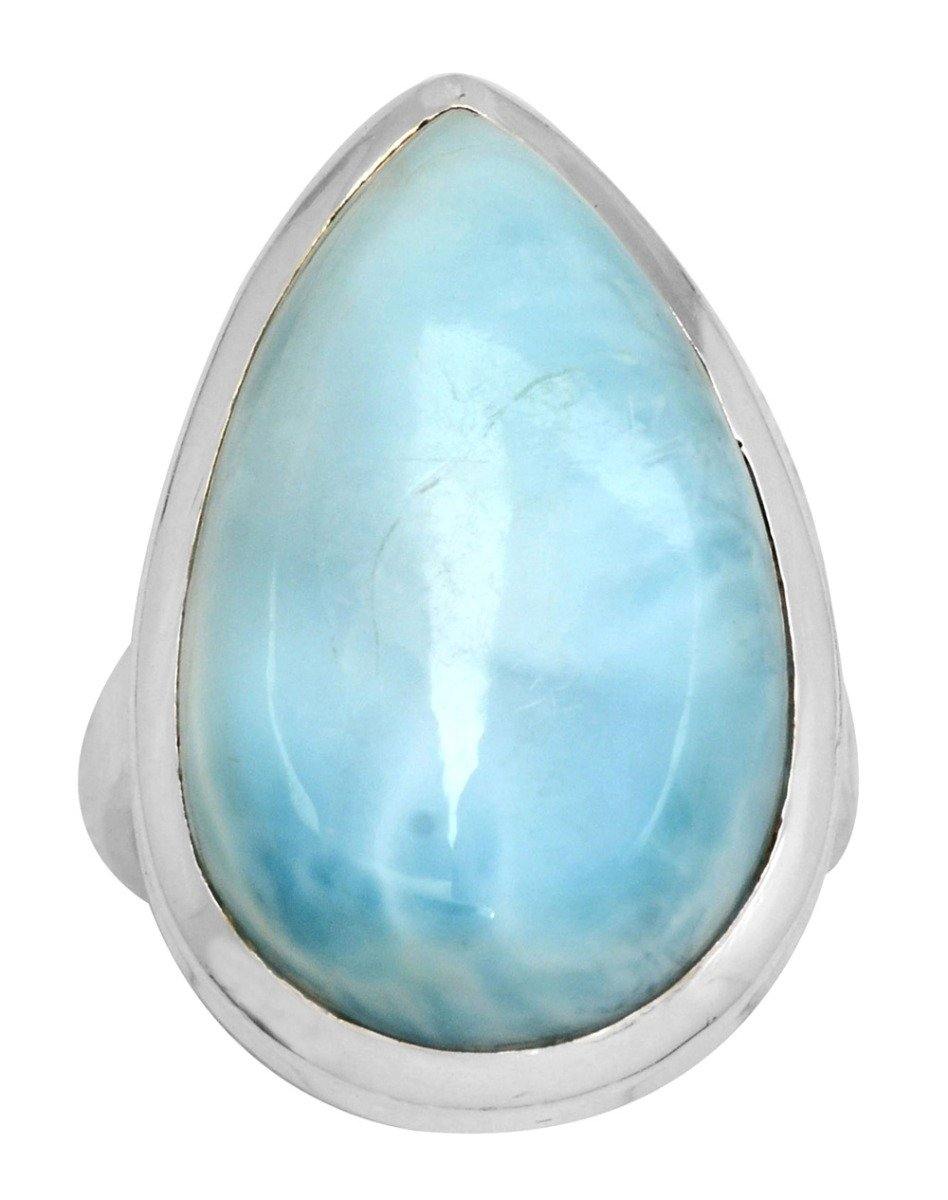 Natural Larimar 925 Sterling Silver Rings Silver Jewelry - YoTreasure