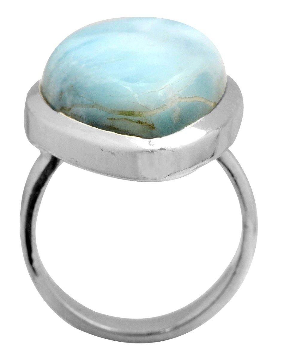 Natural Larimar 925 Sterling Silver Rings Silver Jewelry - YoTreasure