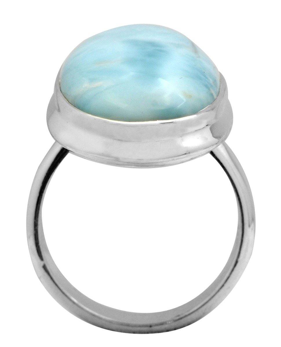 Natural Larimar 925 Sterling Silver Rings Silver Jewelry - YoTreasure