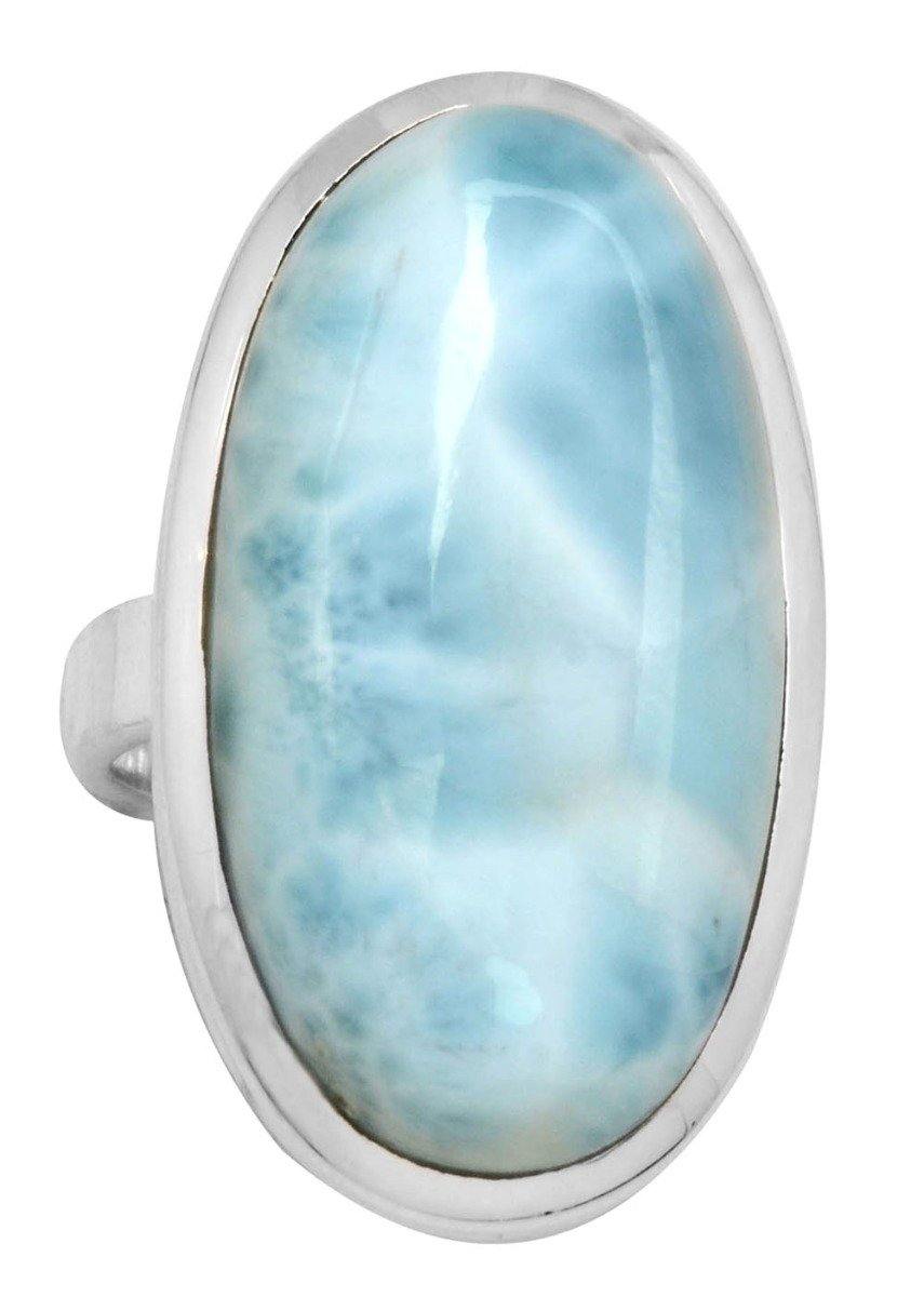 Natural Larimar 925 Sterling Silver Rings Silver Jewelry - YoTreasure