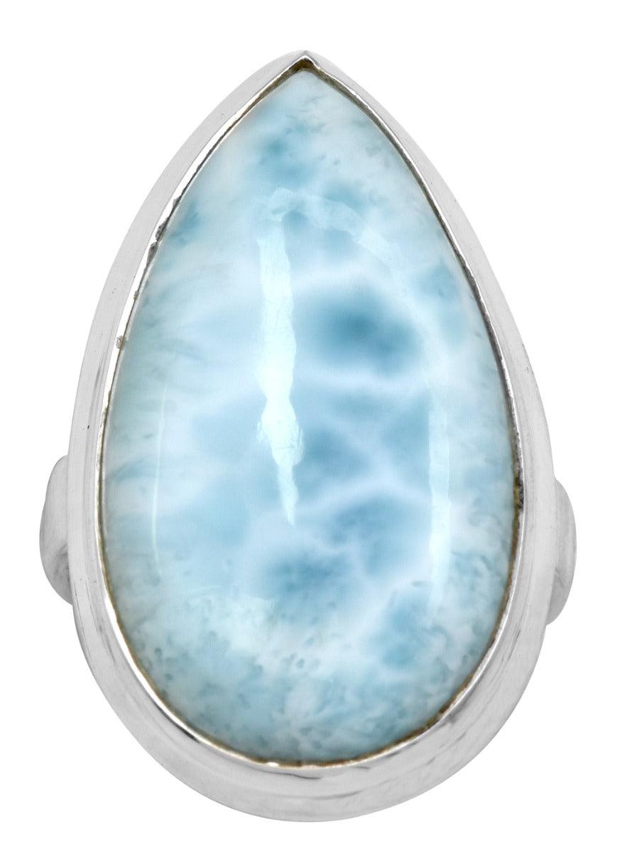 Natural Larimar 925 Sterling Silver Rings Silver Jewelry - YoTreasure