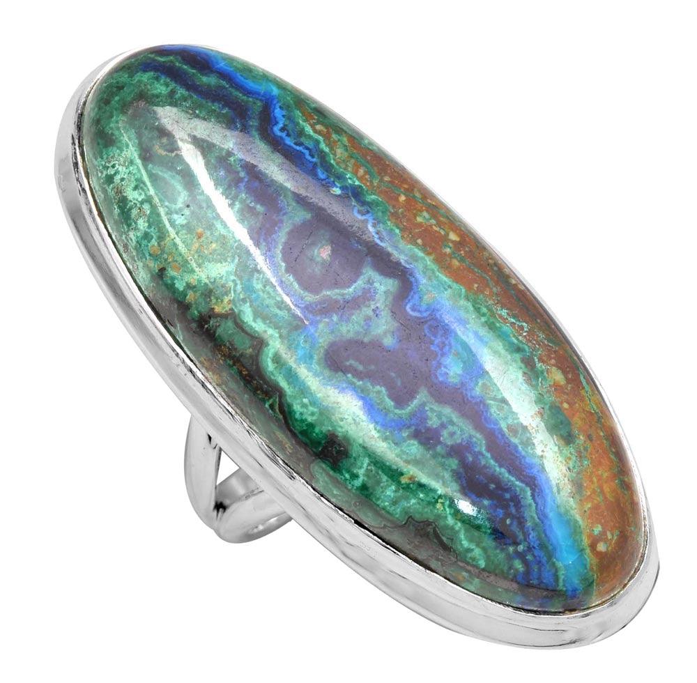 Azurite Malachite 925 Sterling Silver Rings Silver Jewelry - YoTreasure