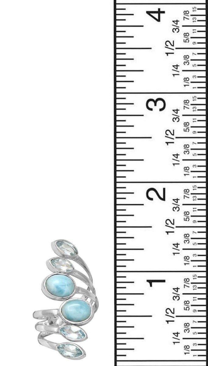 Larimar Blue Topaz 925 Sterling Silver Gemstone Ring - YoTreasure