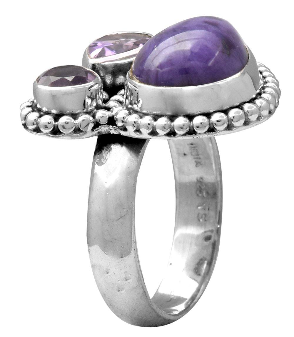 Charoite Amethyst 925 Sterling Silver Gemstone Rings - YoTreasure