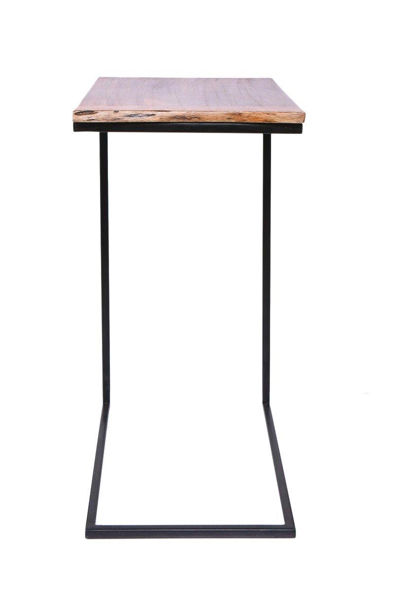 Solid Acacia Wood Top Iron Base C Table - YoTreasure