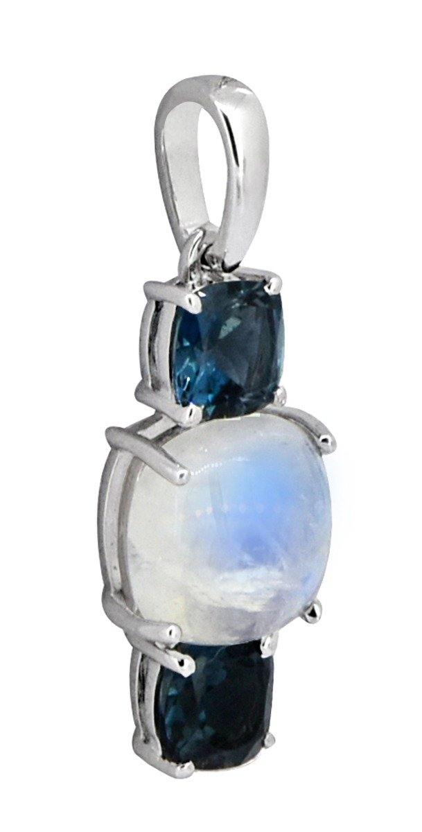 4.01 Ct. Rainbow Moonstone 925 Sterling Silver Chain Pendant - YoTreasure